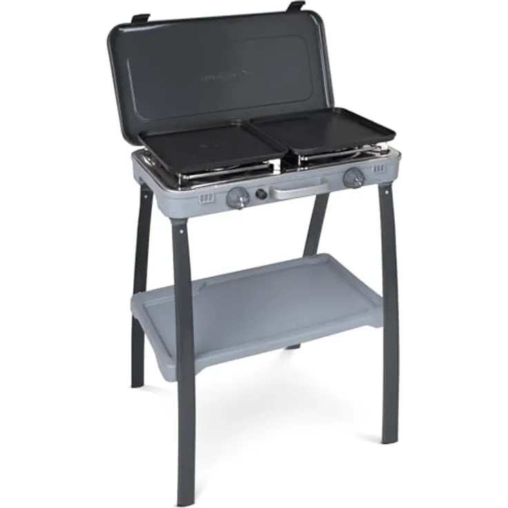 Brunner Devil Kookmaster Standalone, Gasgrill mit glatter und geriffelter Grillplatte, 50 mbar