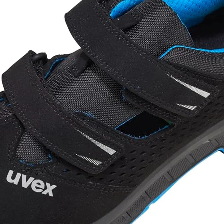 Uvex uvex 2 trend Sandale S1P Arbeitsschuh, sportlich mit Stahlkappe und Stahlzwischensohle, schwarz, blau – Bild 3