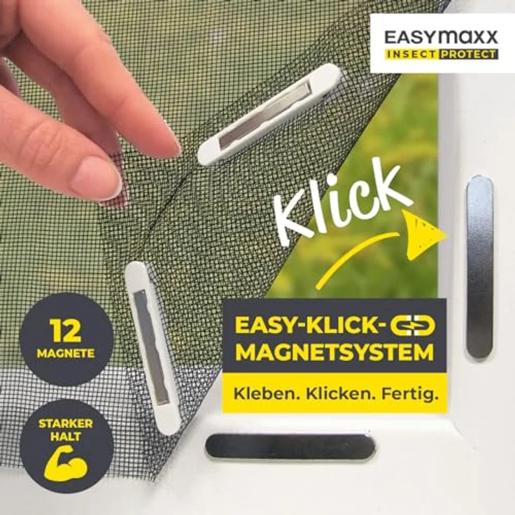 EASYmaxx Fliegengitter für Fenster Magic Click? | Zuschneidbar für alle Fenster bis 150 x 130 cm | Praktischer Magnetverschluss, einfache Klebemontage [transparent] – Bild 2