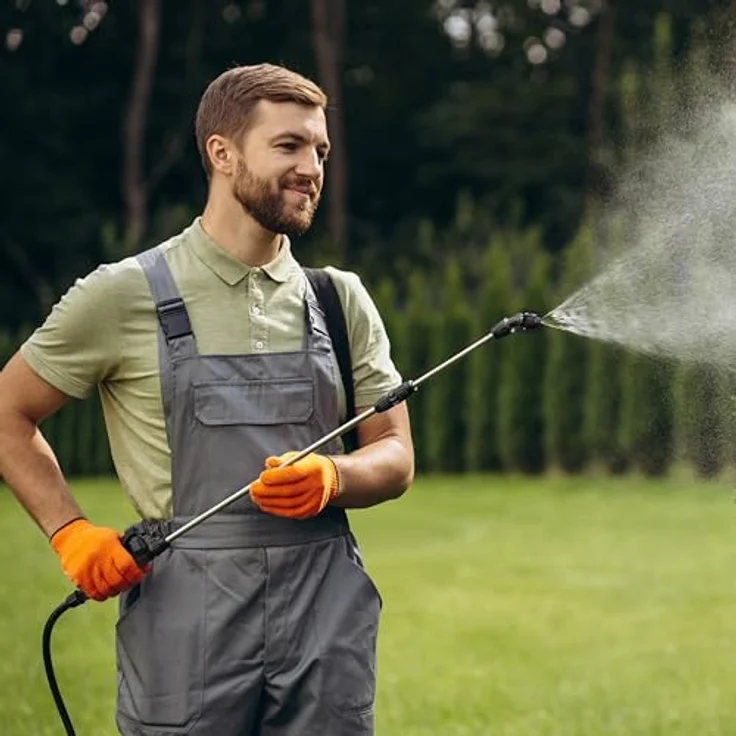 Retoo Drucksprüher 5 L Füllinhalt Hochleistungssprühgerät Gartenspritze Düse Edelstahl Schlauch 1,2m Orange – Bild 5