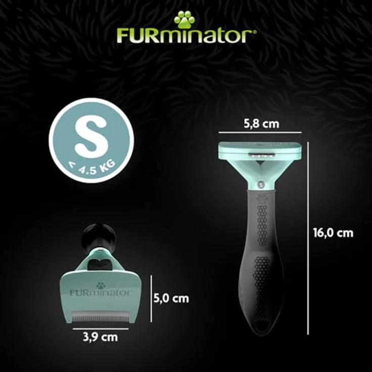 FURminator Fellbürste für langhaarige kleine Katzen, deShedding Pflege Werkzeug, mit 4,5 cm Kantenlänge und FURejector-Druckknopf, silber – Bild 4