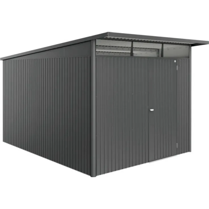Biohort Gartenhaus AvantGarde Eco A8 Standardtür 260 x 380 cm dunkelgrau-metallic, mit gesickter Tür und 20 Jahre Garantie
