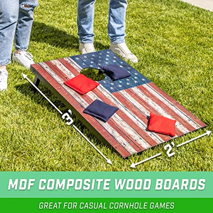 GoSports Classic Cornhole Set - Includes 8 Bean Bags, Travel Case and Game Rules (Choose Between Classic, American Flag, and Football Designs) - Preisvergleich – Bild 2