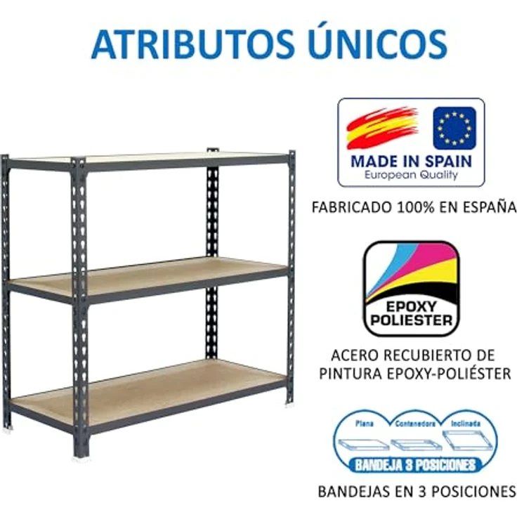 Simonrack Simonclick Metallregal Maderclick SuperPlus, 100 x 110 x 40 cm, 3 Böden, 200 kg Traglast pro Boden, Stecksystem, Silber – Bild 6