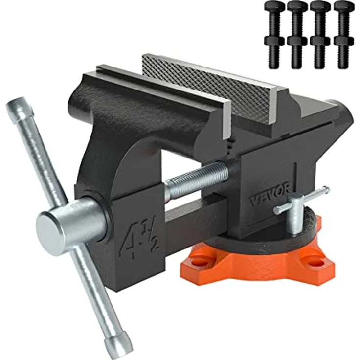 VEVOR 11,5cm Schraubstock 240° Drehbar Sphäroguss Werkbankschraubstock 1,5-4,5cm Rohrspanndurchmesser Schraubstock 8,5 cm Backenöffnung Parallelschraubstock Ideal zum Schärfen Schleifen Schneiden usw. – Bild 1
