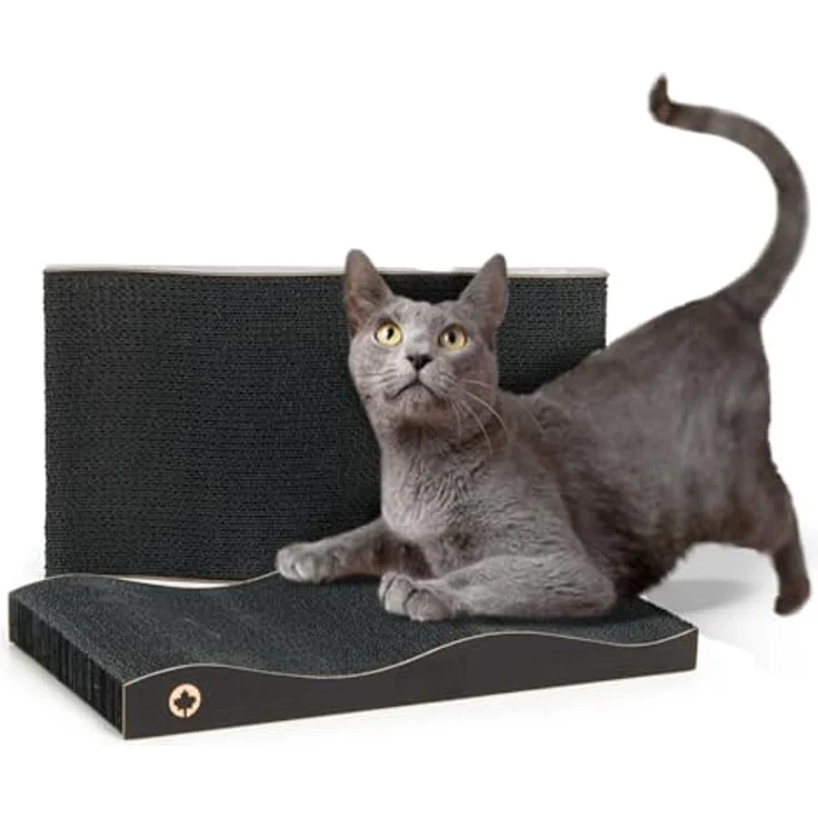 CanadianCat Company | Kratzblock aus Zwei Kratzwellen | 2 in 1 Katzen Kratzpappe | ca. 42 x 23,5 x 7 cm | schwarz – Bild 1