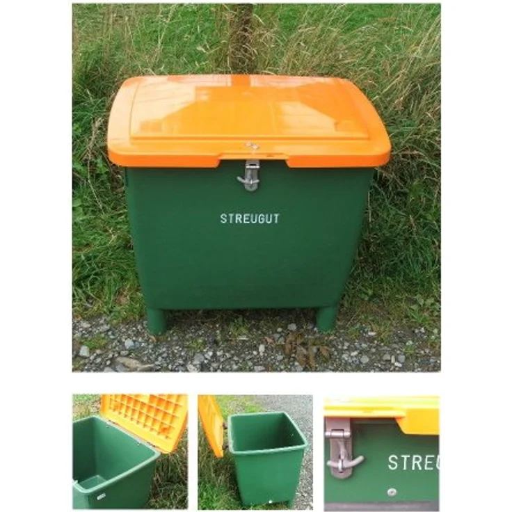 Paul Craemer Streugutbehälter 210l 1000x700x500mm o.Entnahmerutsche Ku. grün-orange – Bild 2