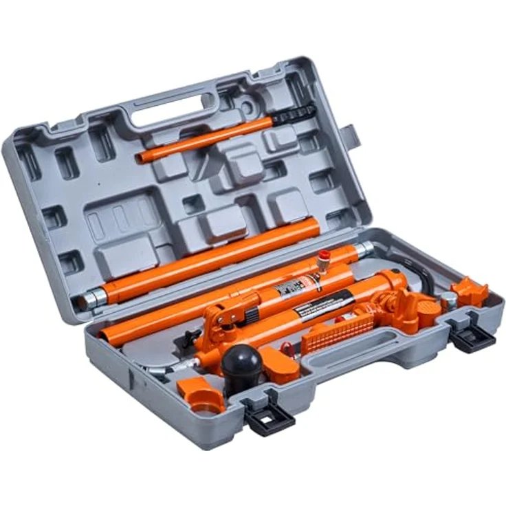 VEVOR Hydraulikzylinder Bausatz, tragbarer hydraulischer Wagenheber 10 t mit 1,4 m Ölschlauch, Autokarosserierahmen-Reparaturset im robusten Aufbewahrungskoffer, orange – Bild 9