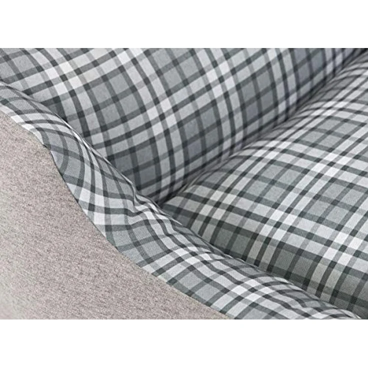 Knuffelwuff Hundebett Lennard aus Velours mit Karomuster XL 105 x 75cm Grau/Grün – Bild 3