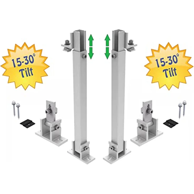 Trango Vario Alu Solarmodul Halterung, verstellbar bis 65cm, Universal-Befestigung für Flachdach, Wand, Boot, Wohnmobil, Neigungswinkel 10°-30°, inklusive Edelstahl-Schrauben – Bild 3