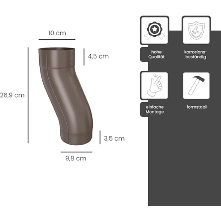 ZAMBELLI Sockelknie, einteilig gefalzt DN100 / 100mm, verzinkt in Kupferbraun, robust und einfach zu montieren – Bild 2