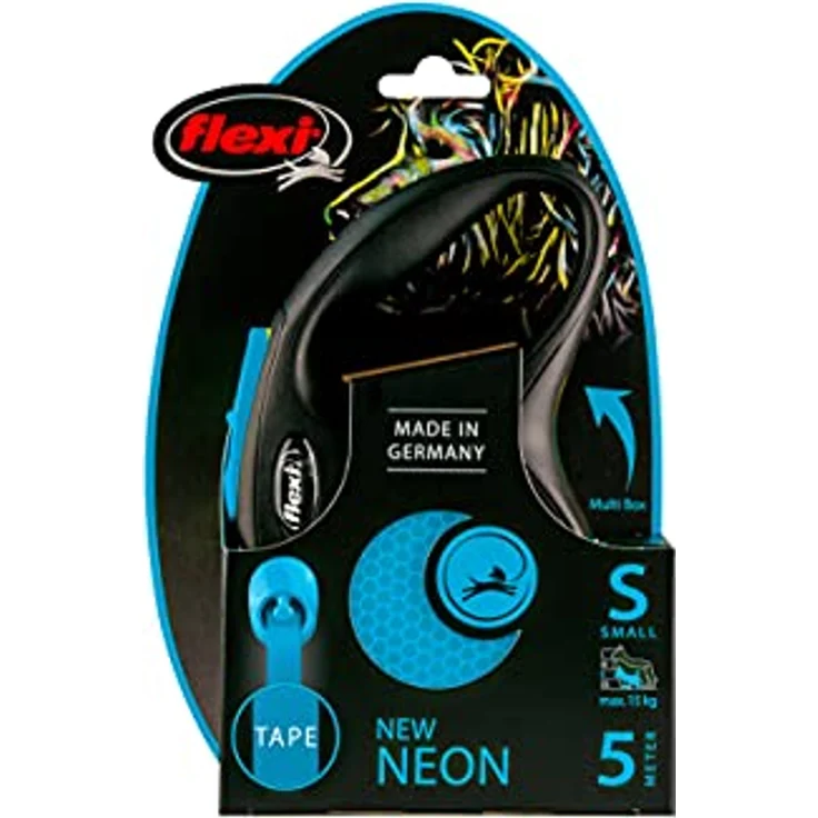 Flexi Rollleine New Neon - Blau - S, 5m Gurt-Leine mit erhöhter Sichtbarkeit & Komfortablem Bremssystem – Bild 5