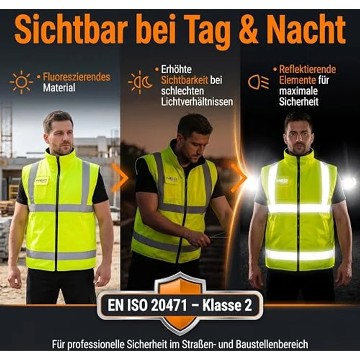 2 in 1 Profi Warnweste, Fleeceweste L – Bild 4