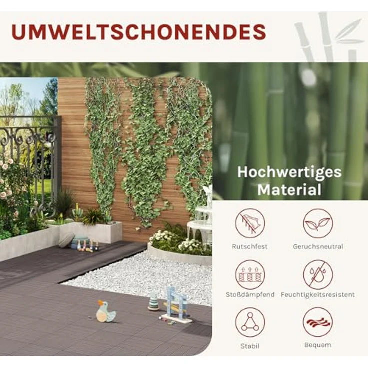 WPC Terrassenfliesen in Holzoptik Bodenbelag mit Klicksystem coffee – Bild 3