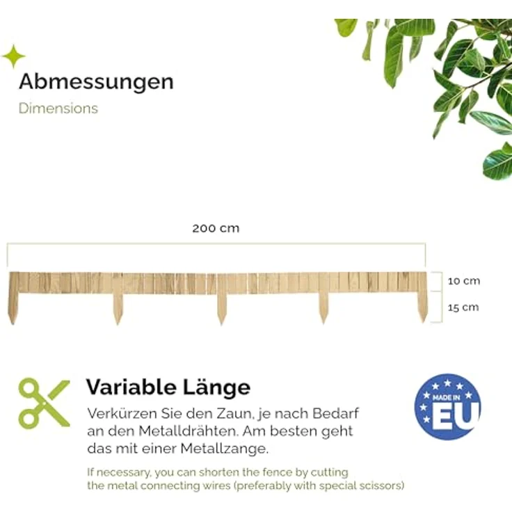 Garronda Rasenkante Beetumrandung Holz flexibel, 200cm, 20cm Höhe, natur – Bild 2