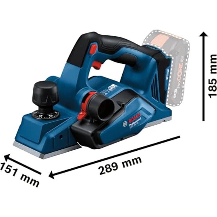 Bosch Professional 18V System Akku Hobel GHO 18V-26 (bürstenloser Motor, inkl. Staubbeutel, Parallelanschlag, 1x Wood Razor Wendemesser) – Bild 2