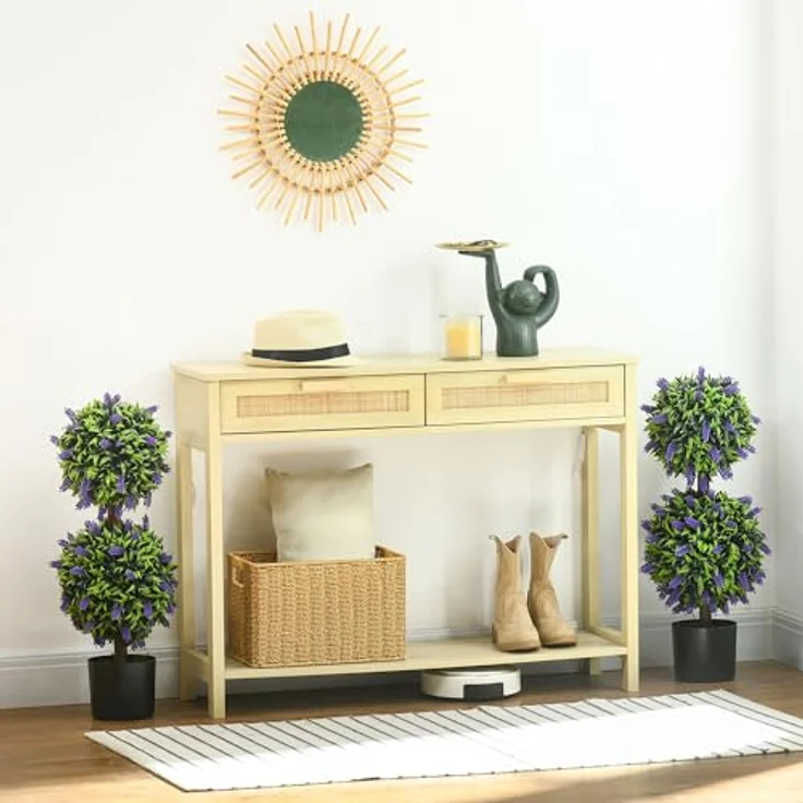 HOMCOM Künstliche Pflanzen 2er-Set, UV-beständige Kunstpflanze im Blumentopf, 70 cm Zimmerpflanze mit Lavendel für Wohnzimmer, Garten – Bild 3