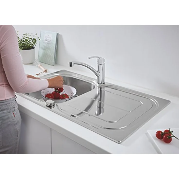 GROHE Eurosmart Küche, Set aus edelstahl Spüle und Küchenarmatur, 1 oder 1,5 Becken, 45 cm, QuickFix Technik – Bild 2