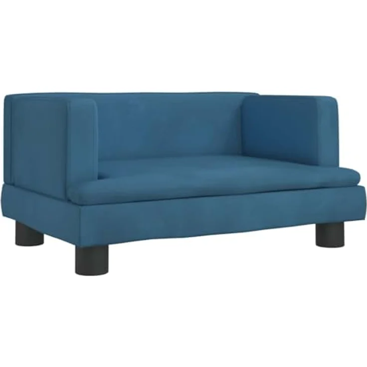 vidaXL Hundekorb Hundebett Blau 60x40x30 cm Samt Körbchen Hundesofa mit robustem Kiefernholzrahmen und bequemer Schaumstoffpolsterung – Bild 1