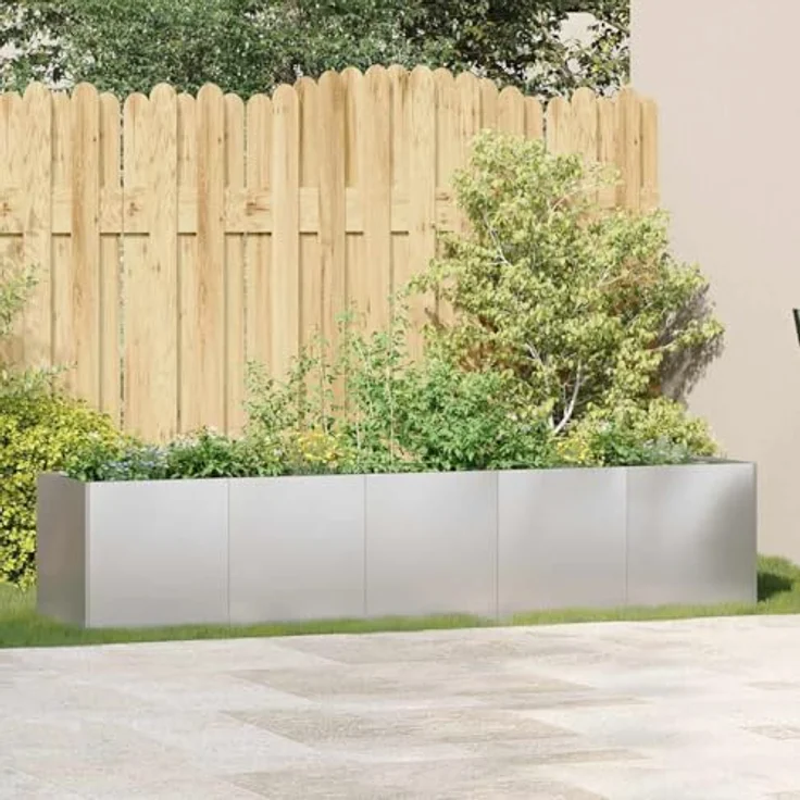 vidaXL Pflanzkübel 200x40x40 cm Edelstahl, Robustes Outdoor-Pflanzgefäß in modernem Design, Blumenkasten, Garten-Garten-Pflanzkübel, Hochbeet – Bild 3