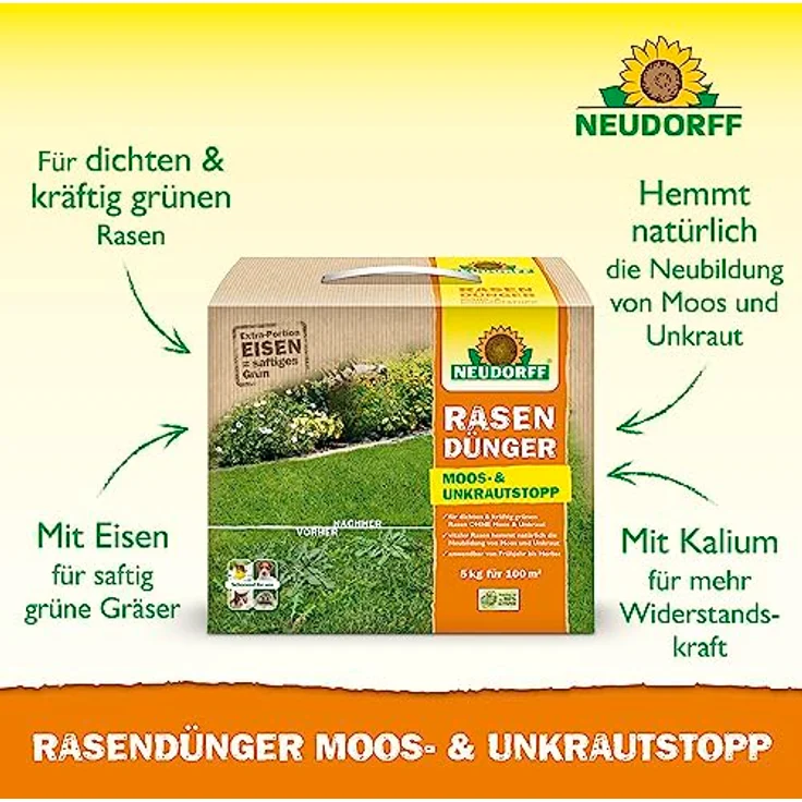 Neudorff Rasendünger Moos-& Unkrautstopp 5 kg – Bild 2