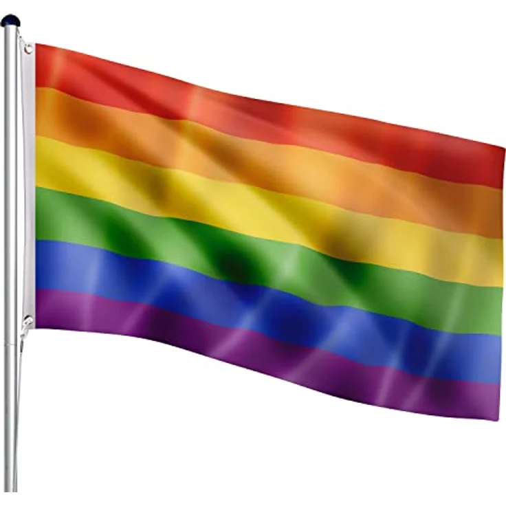 FLAGMASTER Teleskop Fahnenmast Aluminium 6,50 m, 5-fach höhenverstellbar, inkl. 30 Fahnen zur Wahl, Komplettset mit Bodenhülse – Bild 1