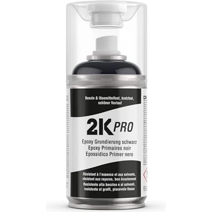 2K PRO 2K Spraydose 250ml, 2 Komponenten Sprühlack in Schwarz, schnelltrocknend, UV-beständig, stoss- und kratzfest, Epoxy-Grundierung – Bild 1
