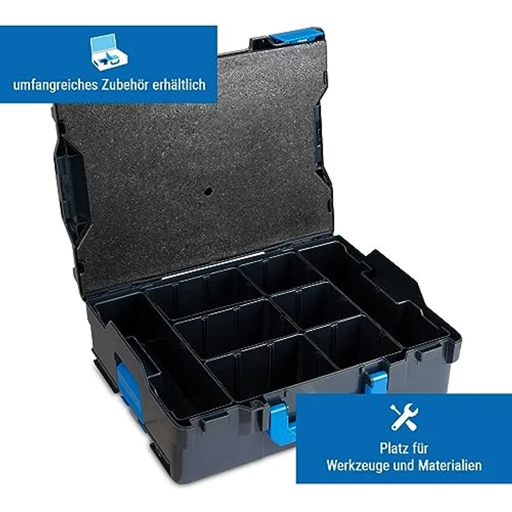 Sortimo L-BOXX 136 G4, Werkzeugkoffer inkl. 8 Insetboxen H95, Blau, mit innovativem Klicksystem und personalisierbarem Beschriftungsetikett – Bild 3