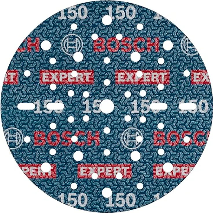 Bosch 6x EXPERT O780 Folienschleifscheibe, 150 mm, Körnung 150, für Hartholz und Farbe auf Holz, mit Klettverschluss – Bild 1