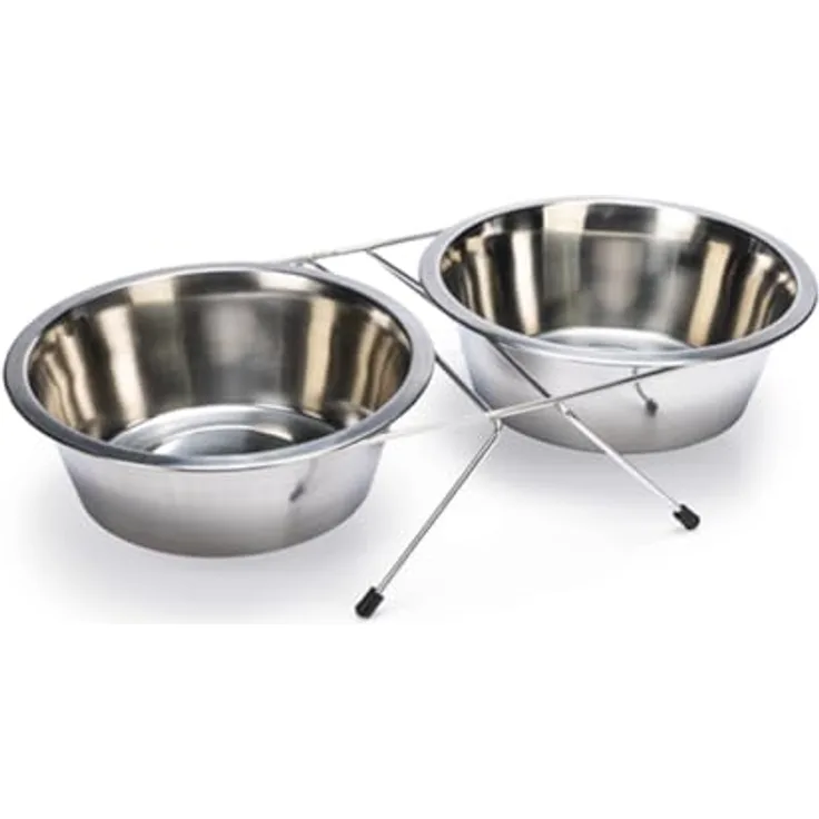 Karlie Duo Diner, Futternapf 1600 ml mit erhöhter Halterung, spülmaschinenfest, ø: 15 - 21 cm