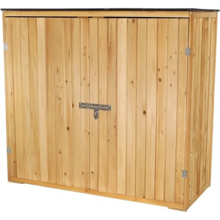 Wiltec Gartenhaus mit Doppeltür, Geräteschrank aus Holz in Naturfarbe, 136 x 58 x 127 cm – Bild 3