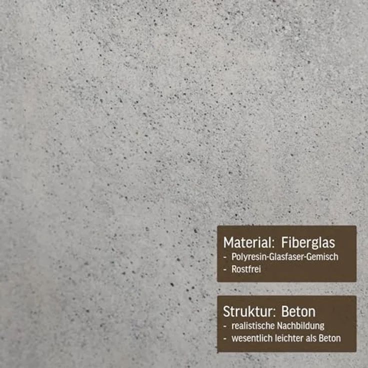VIVANNO Pflanzkübel Fiberglas BLOCK Würfel - Grau Beton-Design, wetterfest und frostsicher, 30x30x30 cm – Bild 6