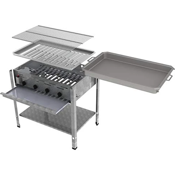 ChattenGlut Gasgrill Gastrobräter 14,7kW mit Rost und Pfanne, Edelstahl-Design – Bild 6