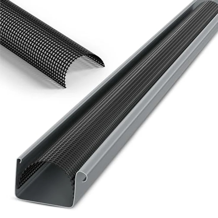 INEFA Laubschutzgitter 10x, 68mm x 2m, Schwarz, UV-beständiger Kunststoff für Dachrinnen – Bild 1