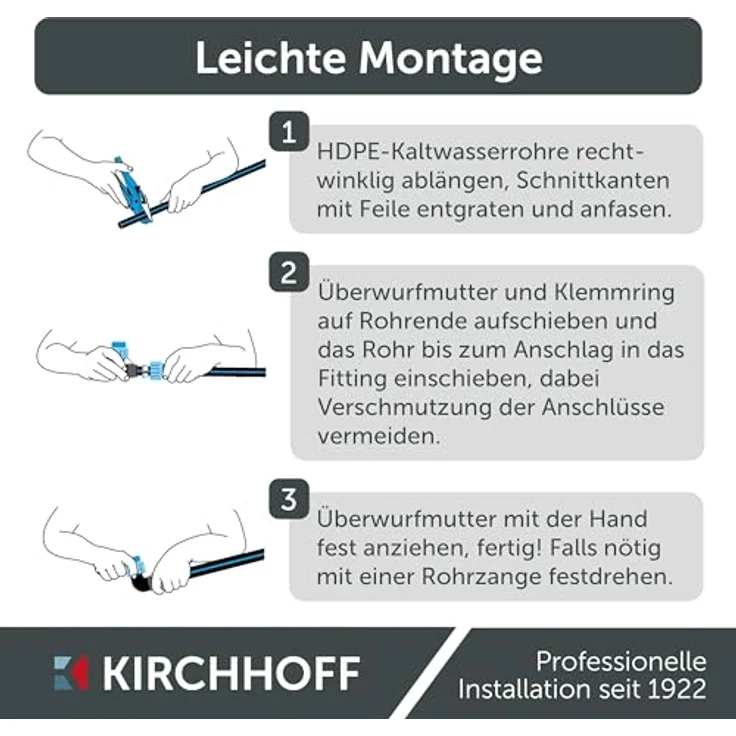 Kirchhoff Übergangsstück mit Innengewinde | Kunststoff | 25 mm x 3/4" | DVGW geprüft für Trinkwasser | Made in EU, schwarz – Bild 5