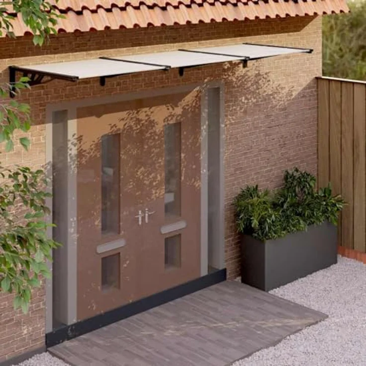 vidaXL Türvordach Schwarz und Transparent 358,5x90 cm Polycarbonat, wetterfest und langlebig – Bild 3