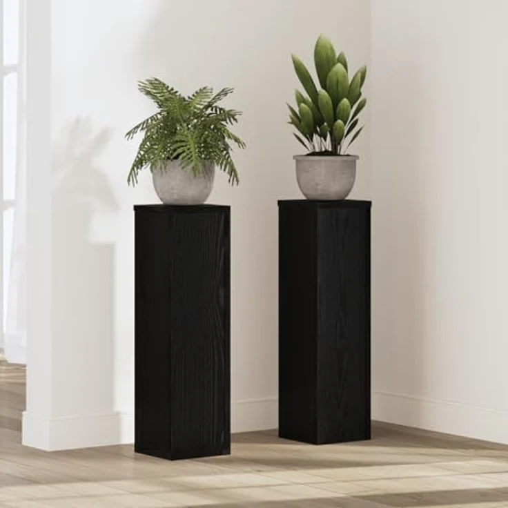 vidaXL Blumenständer, 2 Stück, schwarzes Eichen-Finish, 17x17x60 cm, Holzwerkstoff – Bild 2