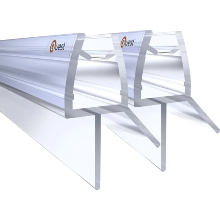 Quest Duschdichtung unten 100 cm, für Glas 6-8 mm, klar, 2 Stück, Weich-PVC, einfache Montage – Bild 1
