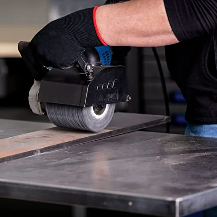 Scheppach Siliziumkarbidbürste für Satiniermaschine MRS1300, 100mm Breite - 120mm Ø, geeignet zum Schleifen & Abisolieren von Metall, Ersatzbürste – Bild 2