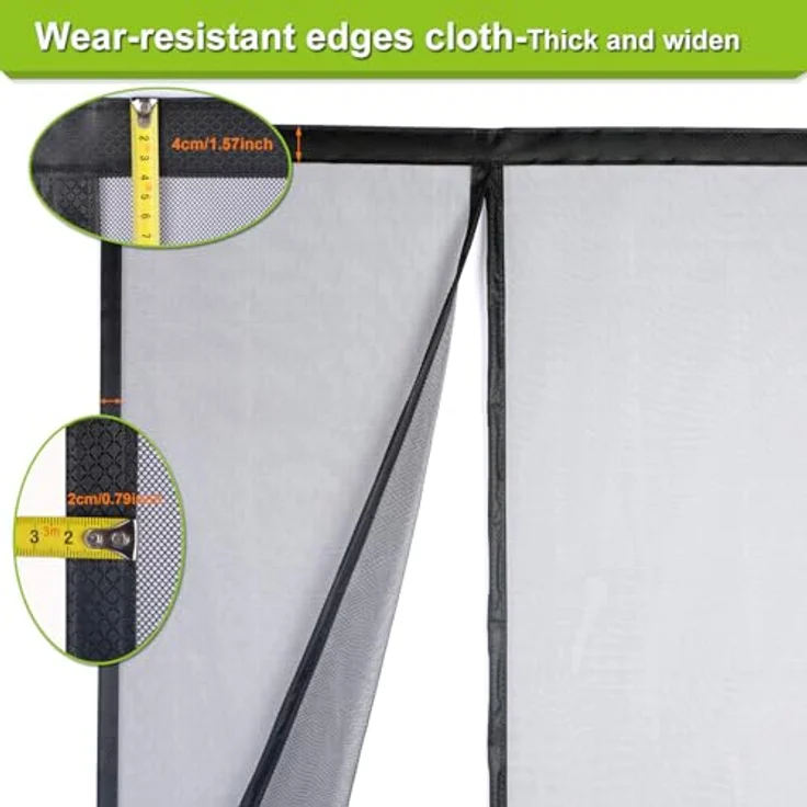 Risareyi Magnet Fliegengitter Balkontür 95x230cm, Schwarz, selbstschließend, ohne Bohren, für Terrassentür und Schiebetür – Bild 4