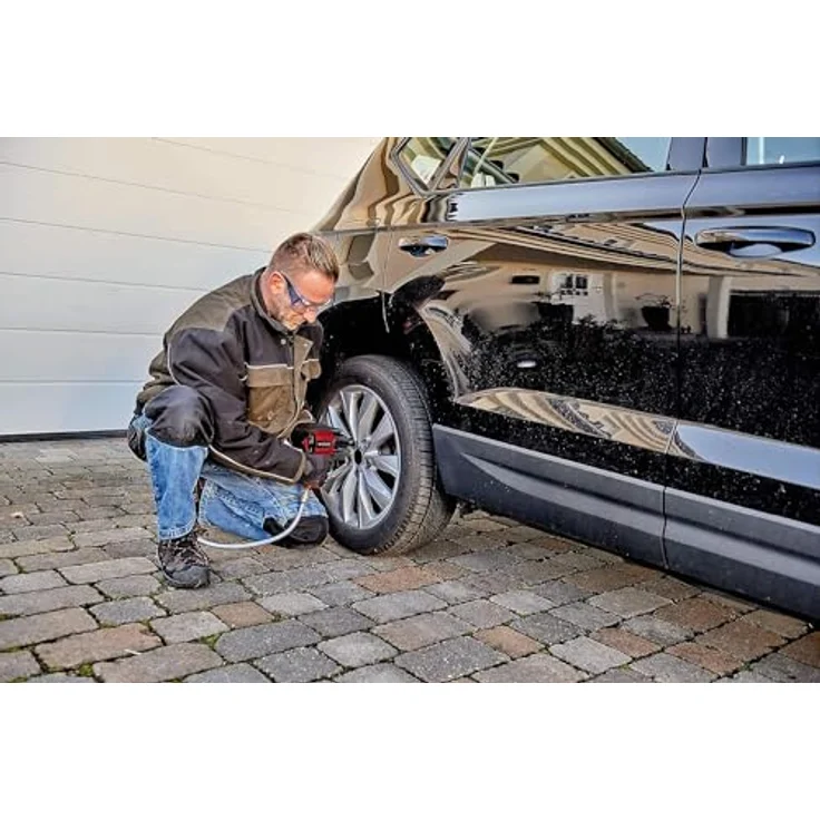 Einhell Druckluft-Schlagschrauber TC-PW 340 (max. Drehmoment 340 Nm, max. 6.3 bar, Links--Rechtslauf, gummierter Griff, inkl. 8 Stecknüsse, Ölflasche (leer), Stecknippel, Transportkoffer) – Bild 3