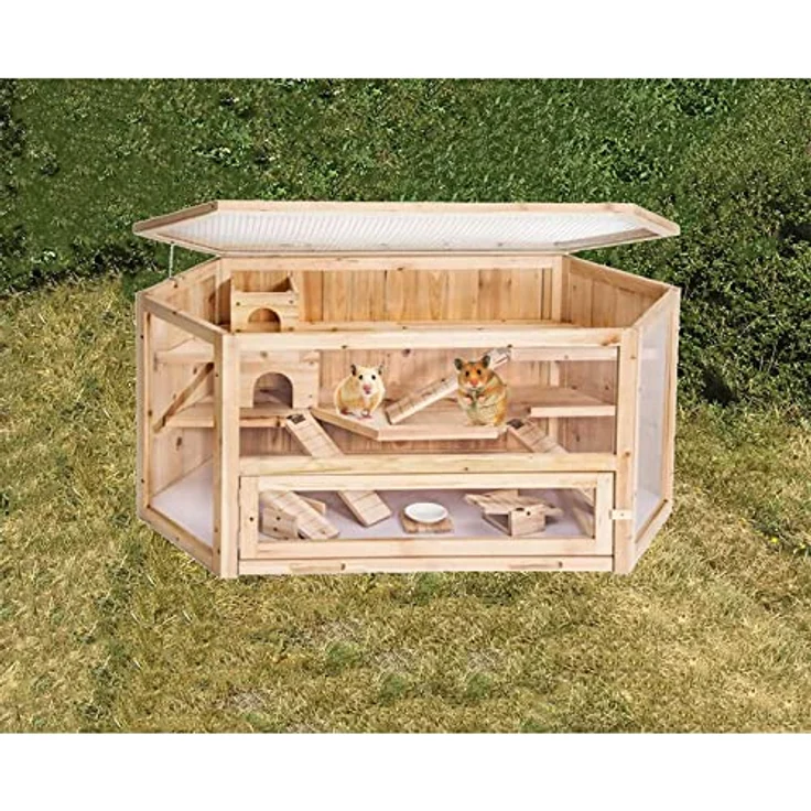 HTI-Line Hamsterkäfig Gino Hamsterkäfig Kleintiervilla Kleintierstall Holzkäfig Nagerstall Mäusekäfig Kleintierstall Holz – Bild 2