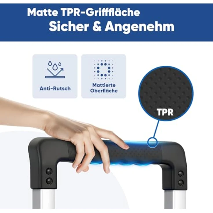 Sekey Sackkarre SK2, Klappbar, 150 kg Tragkraft, XXL Anti-Rutsch-Plattform, höhenverstellbar 77/107cm, Aluminiumrahmen, inkl. 2 Expanderseile, schwarz/blau – Bild 6