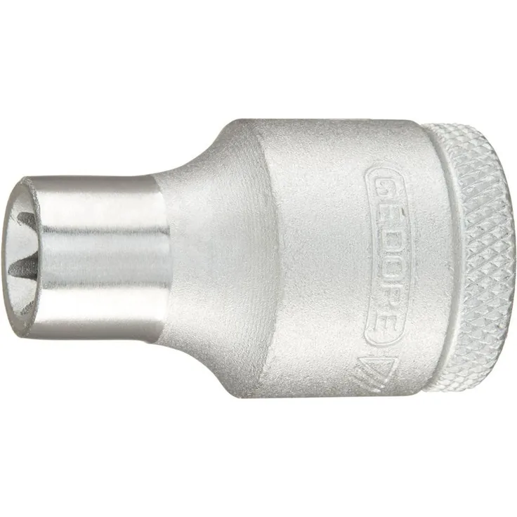 ELC Steckschlüsselset 1/2" E20x40mm, Matt verchromt aus Chrom-Vanadium-Stahl mit Kugelfangrille und griffiger Kreuzrändelung
