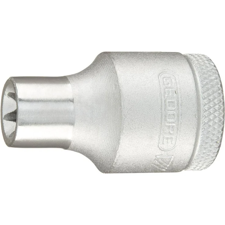 ELC Steckschlüsselset 1/2" E20x40mm, Matt verchromt aus Chrom-Vanadium-Stahl mit Kugelfangrille und griffiger Kreuzrändelung
