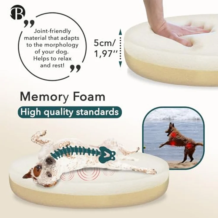 bluzelle Orthopädisches Hundebett für Kleine Hunde & Katzen, 50cm Donut Kissen Memory Foam Hundekorb Katzenbett, Coffee – Bild 2