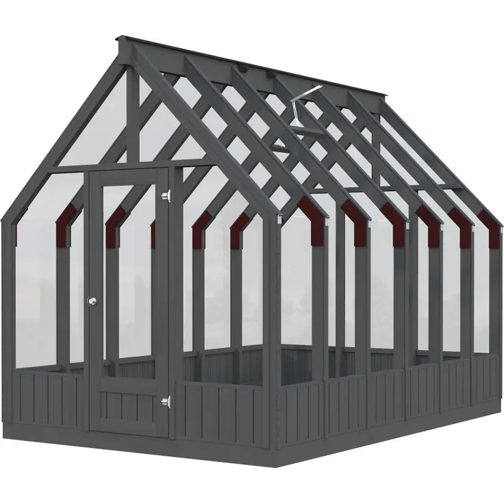 Palmako Gewächshaus Emilia 240 x 363 cm, 8,2 m² mit 4 mm Sicherheitsglas, grau, automatische Dachentlüftung