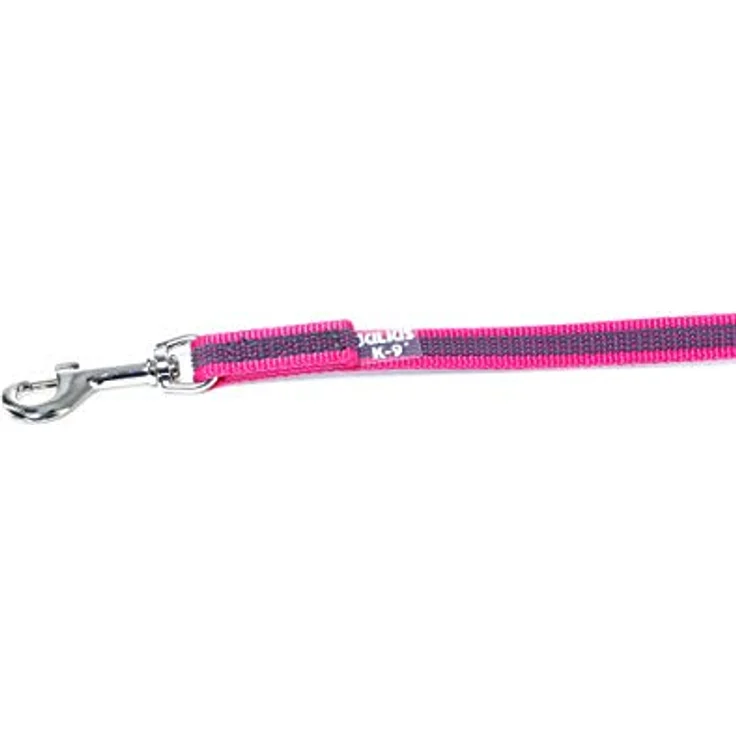 JULIUS K-9 IDC Color & Gray gumierte Leine, 14 mm x 3 m mit Schlaufe, strapazierfähiger Textilstoff und verstärkter Haltegriff, Pink-Grau – Bild 4