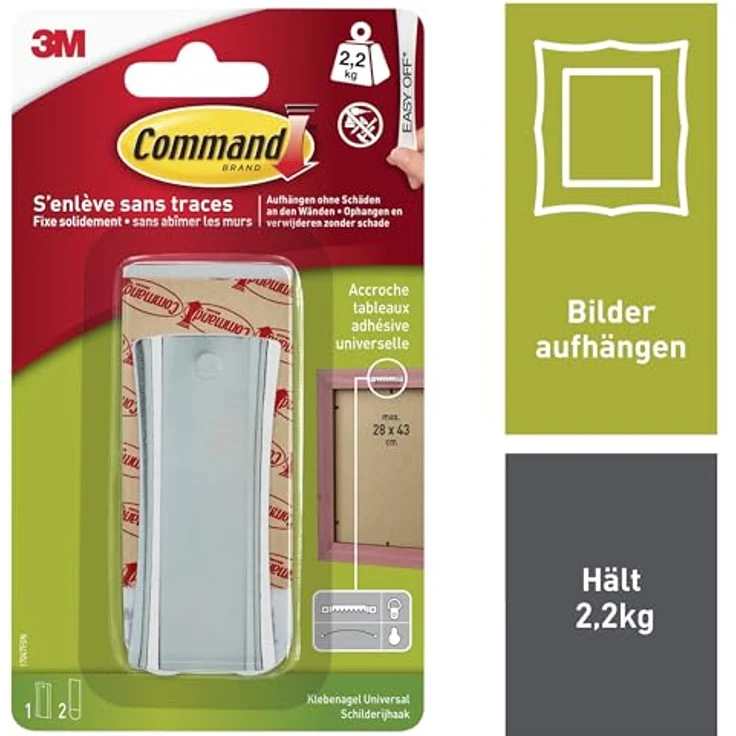 3M Command Universal-Klebenagel (B x H) 31.75mm x 76.2mm Weiß Inhalt: 1St. - Preisvergleich – Bild 2