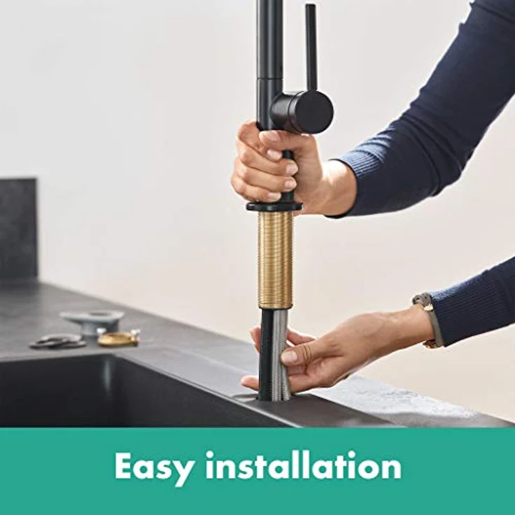 hansgrohe Talis M54, Einhebel-Küchenmischer mit 270 mm Auslauf, ausziehbar, Mattschwarz, Keramikmischsystem, temperaturbegrenzbar – Bild 4